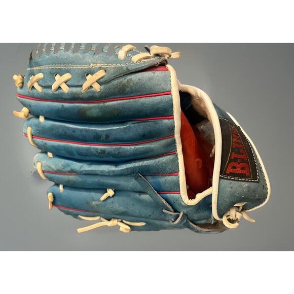 VTG B-Line B Line Baseball Glove Red White Blue Leather Custom Built 900 Taiwan - Picture 9 of 12